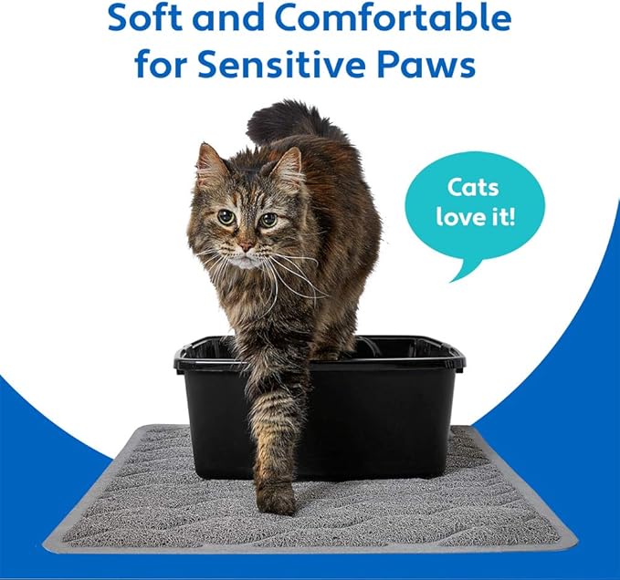 MIGHTY MONKEY Waterproof BPA Free Cat Litter Box Trapping Mat, Easy Clean Floors, Textured Backing, Soft on Sensitive Kitty Paws, Cats Accessories, Less Waste, Stays in Place, 24x17, Slate Gray