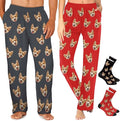 MyPupSocks Custom Pajama Pants for Pet Lover, Personalized Photo Face Printed Pajama Bottoms Sleepwear with Pockets