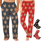 MyPupSocks Custom Pajama Pants for Pet Lover, Personalized Photo Face Printed Pajama Bottoms Sleepwear with Pockets