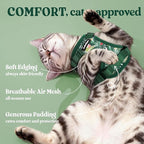 rabbitgoo Cat Harness and Leash for Walking, Escape Proof Soft Adjustable Vest Harnesses for Cats, Easy Control Breathable Reflective Strips Jacket,Rainforest Green,M