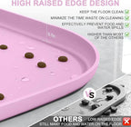 Small Silicone Pet Food Mat with Raised Edge for Food and Water Bowl, Square Dog Feeding Mats, Cat Food Trays for Floor Waterproof, Rubber Tray for Dogs and Cats, 12 x 12 x 0.7 Light Pink