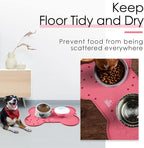 Super Design Dog Food Mat Dog Bowl Mat for Food and Water Silicone Non Spill Cat Feeding Mat Puppy Placemat Waterproof - 20.5" x 14.5", Pink