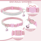 EXPAWLORER Soft Velvet Safe Cat Collars for Girl Cats - Rhinestones Bling Diamante Adjustable Collars Breakaway- Chirstmas Cat Clollar Gifts with Bells for Boy Cats Kitty and Small Dogs