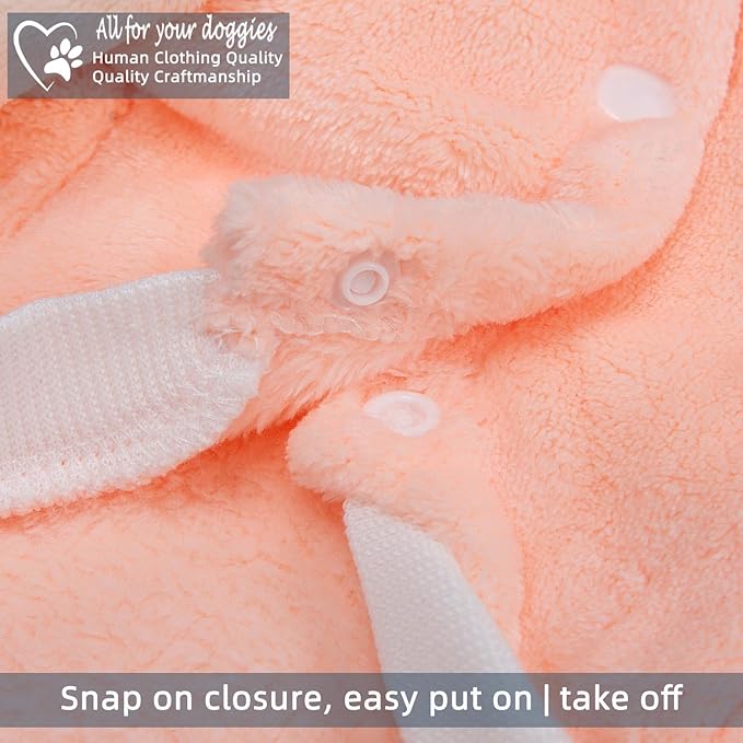 FabriCastle Dog Hoodie Sweater for Small Dogs Boy and Girl, Small Dog Clothes XS XXS Puppy Sweatshirt, Pet Outfit, Cat Clothing Super Soft Warm Snap On Closure (Peach-Cream, Medium)