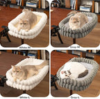 CHEERPALS Cat Desk Bed with Reversible Cushion, 90°Foldable Cat Hammock for Desk Mounted, Suitable for Medium-to-Large Cats and Puppy, Clowd Series(Grey, Medium)