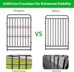 Dog Fence Outdoor 8 Piece Panels 32" Height, Square Steel Pipe with Reinforced Crossbars, Anti-Rust Heavy Duty Dog Playpen with Doors Portable for Yard RV Camping, Total 18FT, 25 Sq.ft, Snowy Black