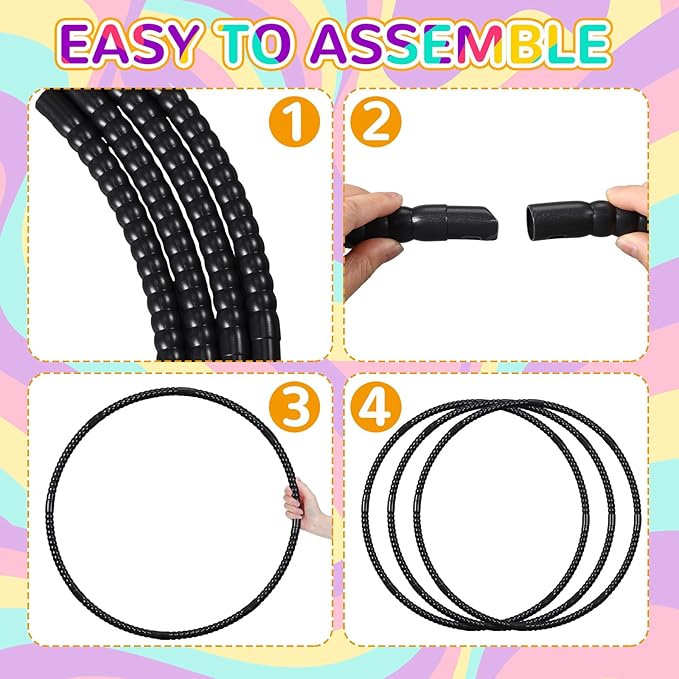 Shappy 6 Pcs Exercise Hoop Detachable Adjustable Plastic Toy Playground Toys Colored Hoop Circles for Teens Games Gymnastics Dog Agility Equipment Party Decor