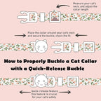 2 Pack Cotton Breakaway Cat Collars Set with Bell and Flower Pendant, Cute Floral Fruit Patterned, Adjustable 7.5-11Inch, Include A Mouse Toy Gift