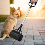Pet Poop Picker with Long Handle, Black Dog Pooper Scooper, Portable Pet Waste Cleaning Tool for Outdoor Use Random Color