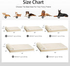 Orthopedic XL Dog Bed Large Sized Dog with Pillow 42''X28'', Waterproof Soft Comfortable Egg Crate Foam Pet Crate Beds Mat with Removable Washable Cover and Non-Slip Bottom, Cream
