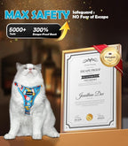Halypet Cat Harness and Leash Set[MAX Safety 4th-Gen] Cute Escape Proof Vest Harness for Girl&Boy Cat Walking, Comfortable Adjustable Leash and Reflective Strips for Outdoor Kitten, S Azure Floral