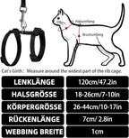 PUPTECK Adjustable Cat Harness and Leash Set Escape Proof Kitten Strap Collar for Walking Travel, Black