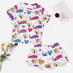 D-Story Custom Short Pajama Set with Pet Face Personalized Photo Sleepwear 2 Pieces Pjs Nightwear Xmas Gift for Women