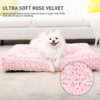 KSIIA Washable Dog Bed Deluxe Plush Dog Crate Beds Comfy Kennel Pad Anti-Slip Pet Sleeping Mat for Large, Jumbo, Medium, Small Dogs Breeds, 29" x 21", Pink