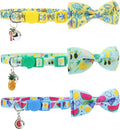 PUPTECK Summer Bow Tie Cat Collar with Bell - Breakaway Safety 3-Pack, Adjustable Bowtie Kitten Collars for Boy & Girl Cats, Puppies, Bunnies and Small Pets, Cute Costume Accessory, Fruit&Crab