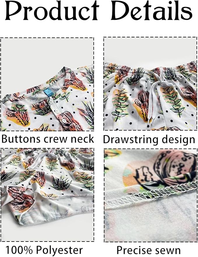 Custom Short Pajamas Set with Face Photo Women‘s Sleepwear Tee Personalized PJ Short Loungewear Set fot Her