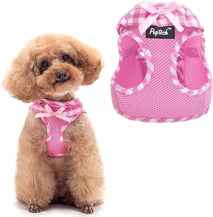 PUPTECK Dog Harness for Puppy and Small Sized Dogs, Step-in No Pull Soft Mesh Vest Harness for Cats Small Pets Walking, Pink, New XXS