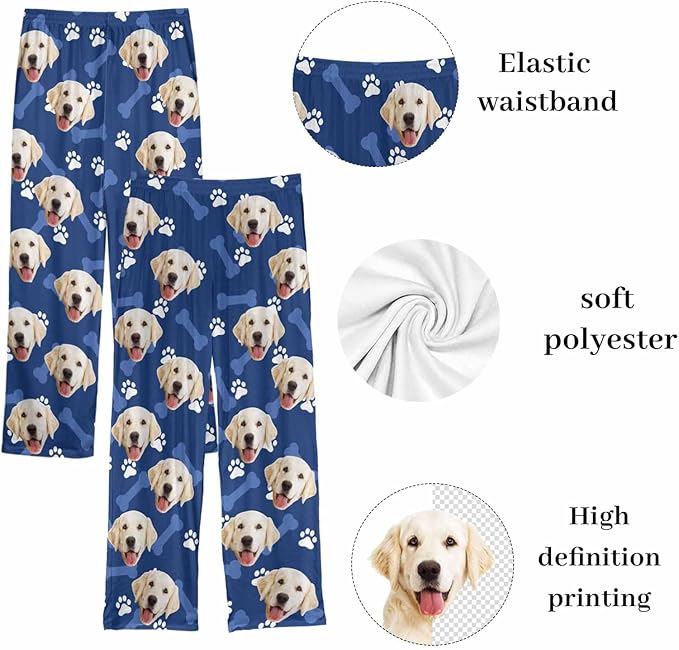 Custom Couple Pajama Pants Sock with Funny Face, Personalized PJ Anniversary Birthday Women Men Pants