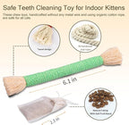Retro Shaw Kitten Toys 4Pcs, Cat Chew Ropes with Refillable Natural Catnip, Safe Teeth Cleaning Kitty Toys for Indoor Cats Nip Kicker Interactive Pet Toy
