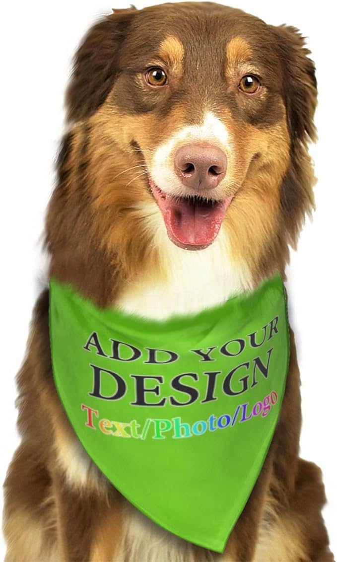 Personalized Dog Scarf Add Your Design Custom Dog Bandanas with Photo Name Text Image Customized Triangular Head Scarf Gifts for Small Medium Large Dogs Cats Pets, RoyalBlue