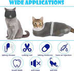 Patelai 5 Pcs Cat Bathing Bag Set Cat Grooming Bag Adjustable Pet Shower Net Muzzles Nail Clipper Tick Remover Tool Massage Brush(Grey-White)