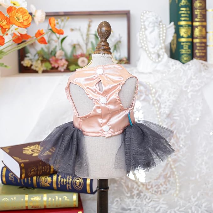 Fashion Sweet Puppy Dog Blingbling Princess Skirt Pet Dog Lace Cake Camisole Tutu Dress J-Pink L