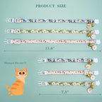 Faygarsle 3 Pack Cotton Safe Breakaway Cat Collars with Bell Daisy Charm Green Blue Pink Kitty Kitten Cute Cat Collars for Girl Cats Female Cats