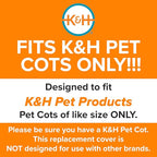 K&H Pet Products Dog Cot Replacement Cover, Designed to fit K&H XL Pet Cots (Sold Separately), Indoor Outdoor, Breathable Cooling Mesh Center, Machine Washable - Extra-Large 50 X 32in Gray