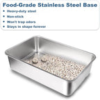 Stainless Steel Cat Litter Box - XL Enclosed High-Sided Pan for Big Cats - Non-Stick Odor Resistant - Easy to Clean with Scoop & Mat