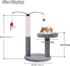 24" Scratching Post, Interactive Cat Scratcher, with Perch & Plush Toy, Sturdy Weighted Base, Grey