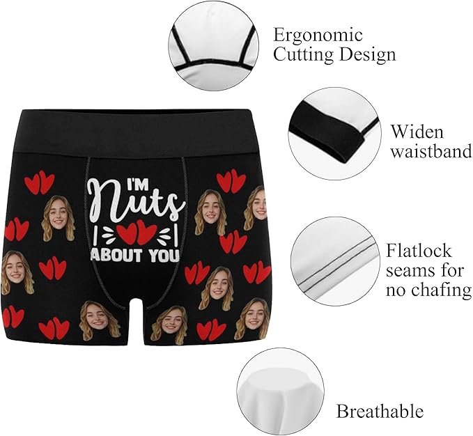 M YESCUSTOM Custom Faces Funny Short Briefs Gift for Husband Underwear