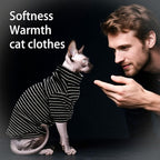 Fleece Sphynx Cat Clothes Soft Hairless Cat Clothes Pullover Cat Sweater for Chihuahua All Season Light and Warm Kitten Cloth for Cats Only Puppy Clothes Small Dog Sweater (B-Striped, 2XL)