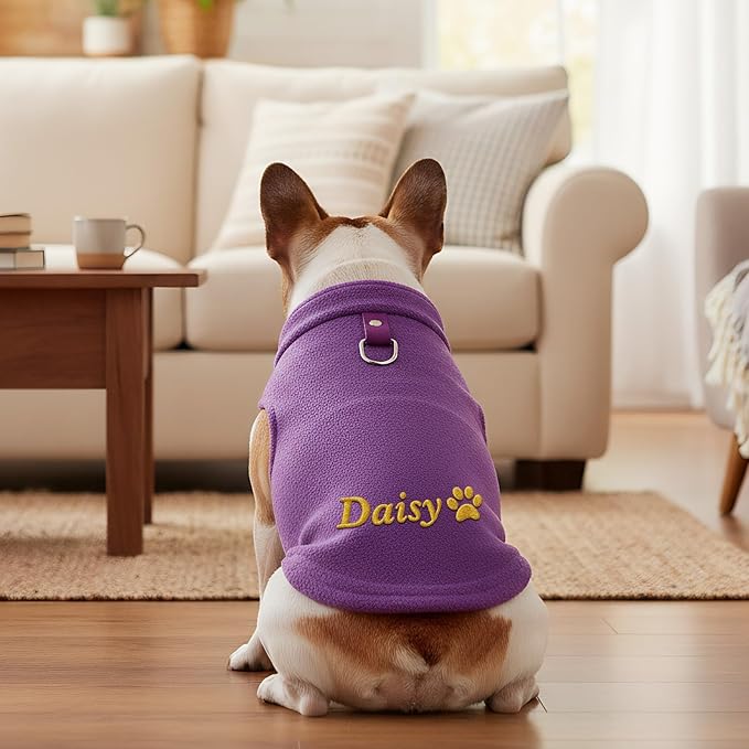 Custom Dog Fleece Sweatshirt with Embroidered Name Personalized Soft Winter Clothes for Small Medium Large Dogs Warm Pet Coat for Dogs Cats Girl Boy Christmas Birthday Gifts