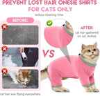 Sticky Cat Clothes Stretchy, Sphynx Hairless Sweater & Pajamas for Cats only, Soft Cat Onesie for Cats After Surgery Female Male & Hair Loss Prevention, Pink 2XL