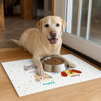Pet Feeding Mat 24x16 inch Cat and Dog Print Meal Pad Non Slip Floor Mat for Food and Water Indoor Feeding Station Cute Pet Bowl Placemat for Small Cats and Dogs Kitchen Use