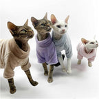 Cat Flannel Clothes, Warm Soft Winter Sweater Jumpsuit Shirt Clothing for Hairless Sphynx Devon & Indoor Kittens (Pink,3XL)
