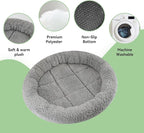 LESYPET Cat Bed for Indoor Cats, Small Pet Bed Curl Sleep Cushion with Raised Pillow Around, Non-Slip Bottom Washable Pet Beds Mat for Small Pets Rabbit Hamsters, Round Diameter 11.8"