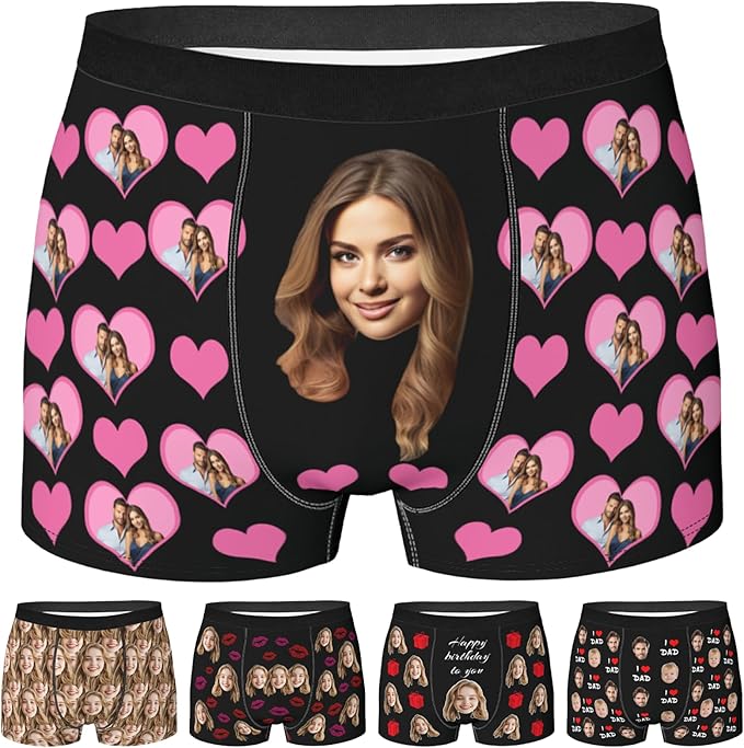 Personalized Underwear for Men with Face Custom Face Boxers Customized Boxer Briefs Funny Gifts for Him Husband Boyfriend