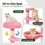 43-Inch Cat Tree,Cute Cloud Cat Tree for Kittens & Small Cats Under 6 Months 9lbs, Cat Tower with Scratching Post, Double Condos, Plush Hammock & Dangling Toys, Pink