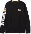 Caterpillar Trademark Banner Long Sleeve Tee Shirts for Men with Center Back Neck Wire Management Loop and Cat Workwear Logo