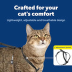 PetSafe Come With Me Kitty Cat Harness & Bungee Leash - Comfortable Cat Harness with Lightweight Bungee Leash for Outdoor Fun - More Secure Walks - Medium - Black