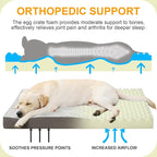 KSIIA Orthopedic Dog Bed Dog Crate Bed Waterproof for Large Dogs Deluxe Plush Washable Pet Mat with Egg Crate Foam & Removable Cover, 35 x 22 Inch, Gray