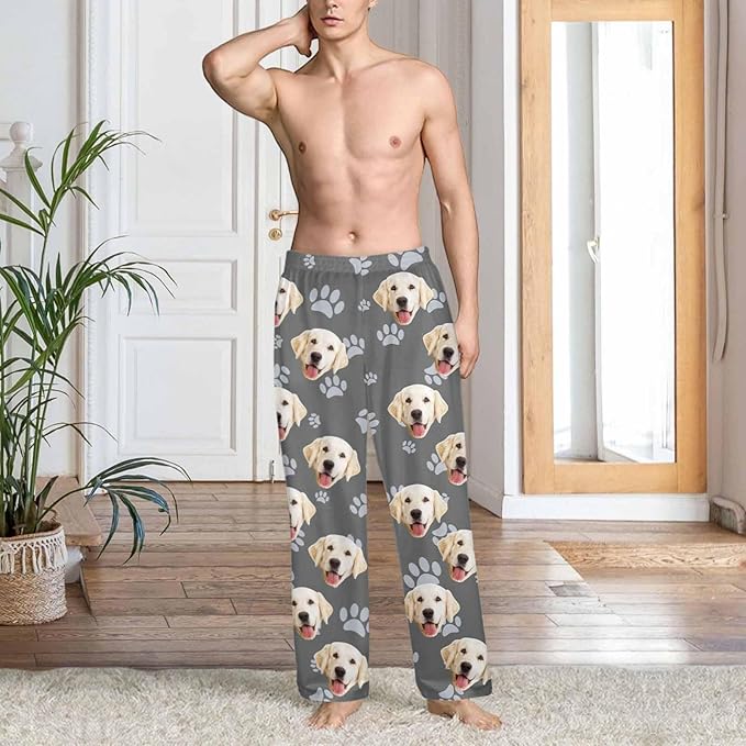 Custom Couple Pajama Pants Sock with Funny Face, Personalized PJ Anniversary Birthday Women Men Pants