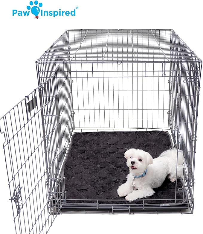 Paw Inspired Washable Padded Crate Mats for Dogs | 41” x 28” Pad, Fits 42-inch Kennels | Leakproof, Waterproof Bottom, Plush Pet Beds (Dark Brown)