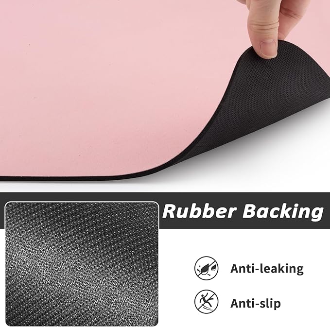 Dog Food Mat - Absorbent Cat Mat for Food and Water, No Stains Pet Feeding Bowl Mat, Easy to Clean Pet Placemats, Quick Dry Dog Water Dispenser Mat for Messy Drinkers | Pink 24"x36"