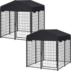 Dog Kennel Outside, 4.5' x 4' x 4' Dog Kennel Outdoor with Roof for Medium Small Dogs, Outdoor Dog Cage Dog Pen with Waterproof & UV-Resistant Cover, 12 Nails for Stablility, 2 Sets