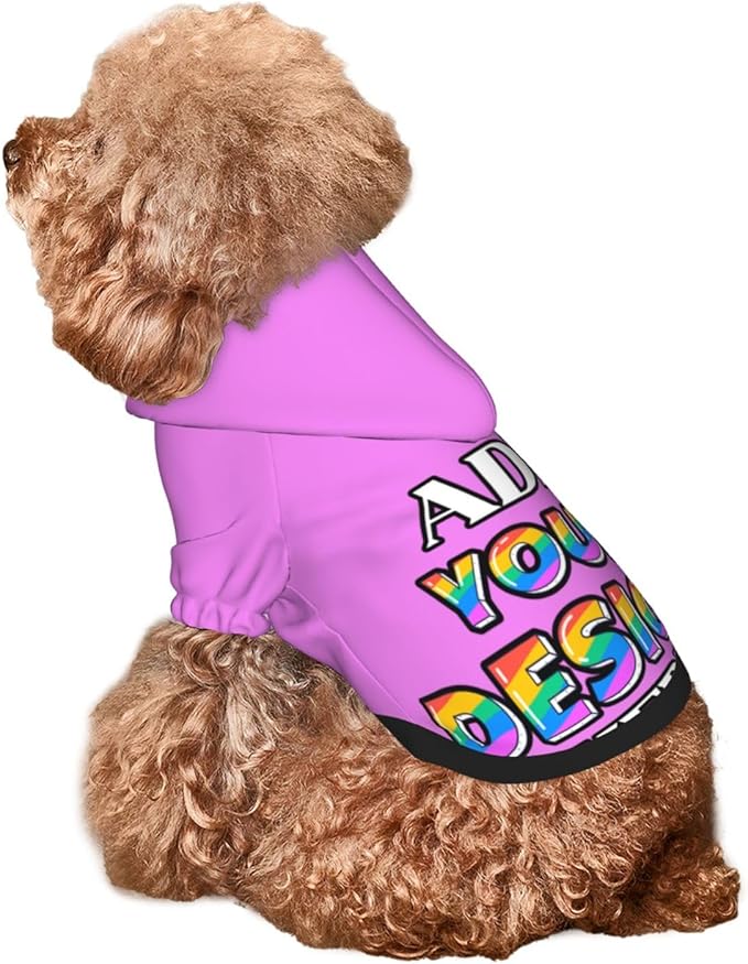Custom Dog Hoodie for Small Pets, Personalized Photo Text Pet Warm Pullover Sweatshirt with Name Number, Customized Gifts Soft Hooded Cats Kitten Clothes, Violet, M,