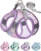 Dog Harness for Small Medium Dogs No Pull, Cat Harness and Leash Set,Step in Puppy Harness. (Purple, L)