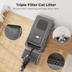 FURTIME Stainless Steel Litter Box with Lid, Large Enclosed Cat Litter Box for Big Cats, Metal Cat Box with High Sided Enclosure & Scoop, Front & Top Entry, Odor Free, Anti-Leakage, Grey