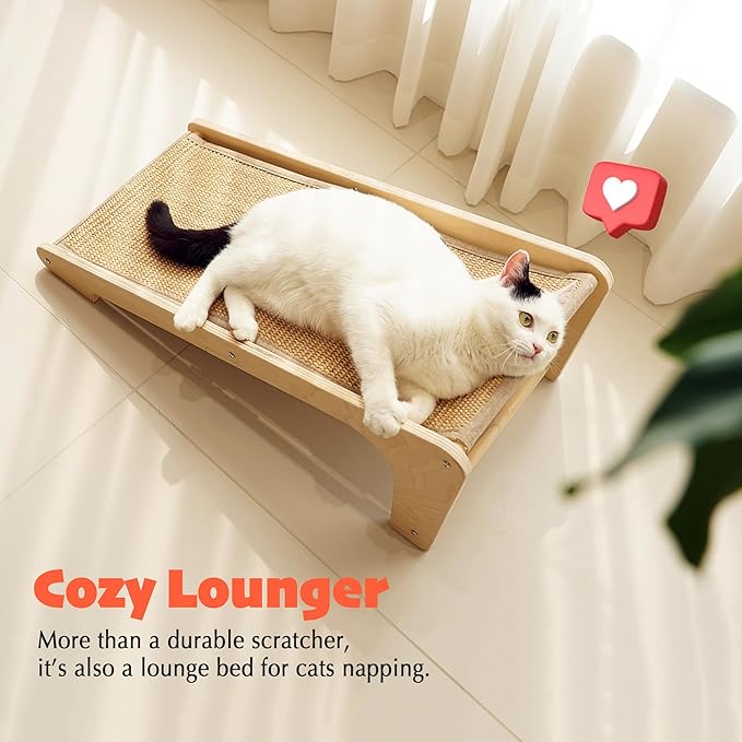 PETKARAY Sisal Cat Scratcher Ramp, L Shaped Scratching Post and Scratch Pad for Indoor Cats, Wall Furniture Protector(Large)